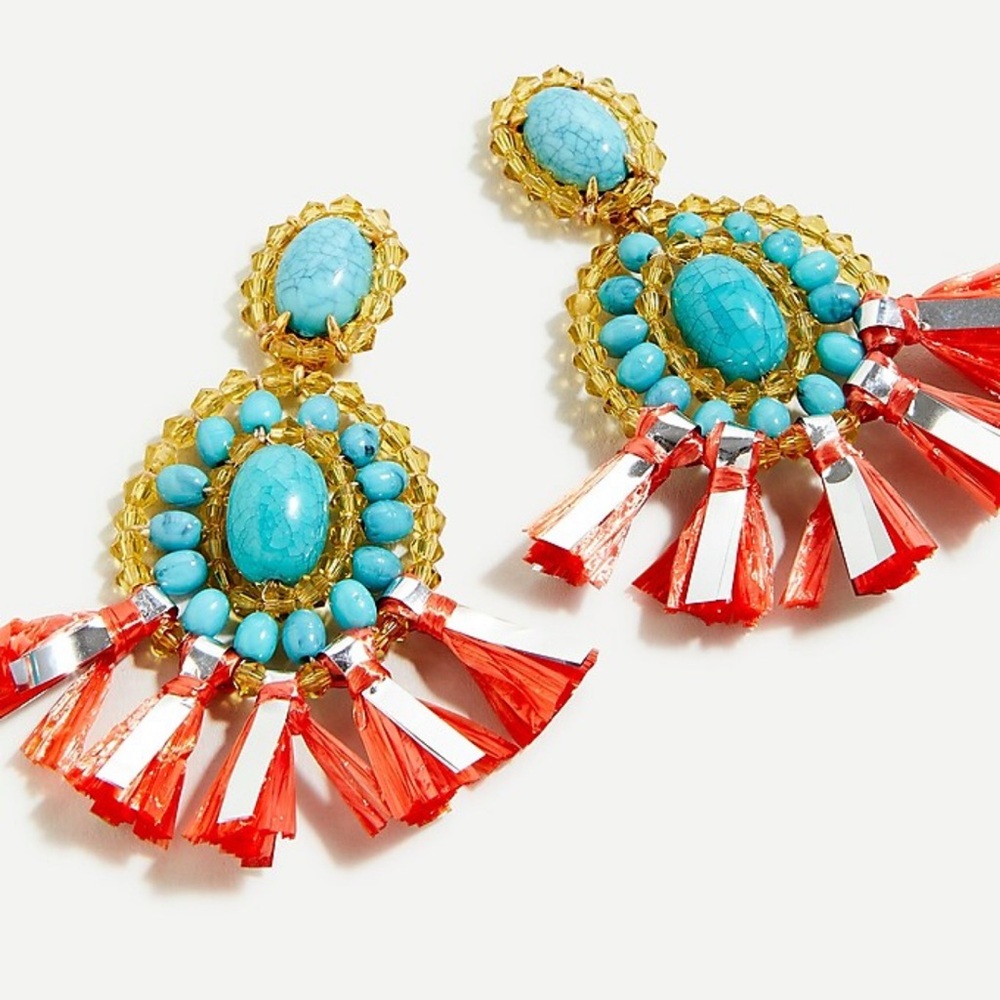 J. Crew Blue and Red Chandelier Earrings
